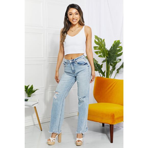 Lovervet High Waist Distressed Straight Cut 90's Dad Jeans - LV1007 - Size 32 - Picture 5 of 10